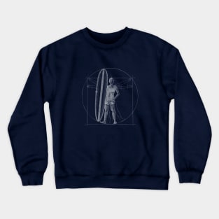 Surfer Girl DaVinci Vitruvian Woman Crewneck Sweatshirt